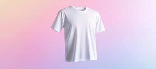 White t shirt floating on gradient background, perfect for mockups