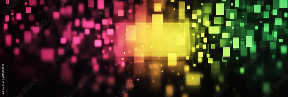 Fototapete Glowing abstract mosaic pattern featuring vibrant pixelated elements in a blend of colors. Generative AI