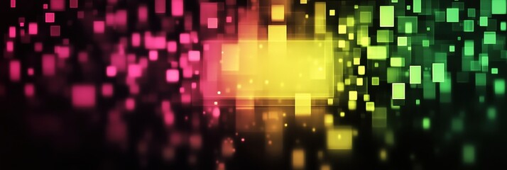 Obraz premium Glowing abstract mosaic pattern featuring vibrant pixelated elements in a blend of colors. Generative AI