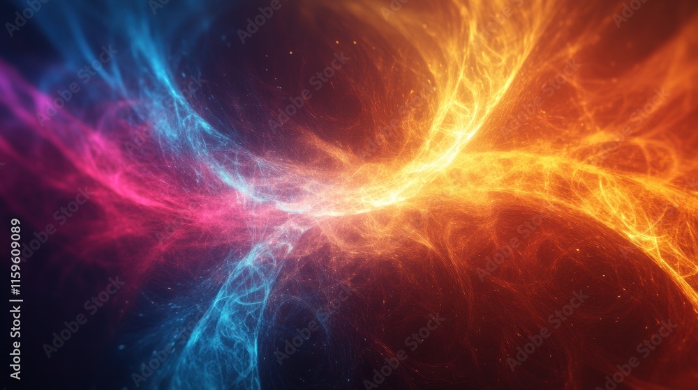 Poster Vibrant explosion of abstract colors creating a captivating background with ample space for text or design elements. Generative AI