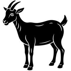 Goat black silhouette vector, Simple silhouette Design vector icon with white background