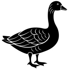 Goose black silhouette vector, Simple silhouette Design vector icon with white background