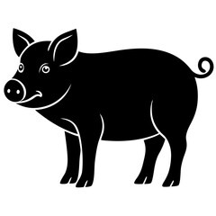Pig black silhouette vector, Simple silhouette Design vector icon with white background