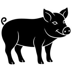 Pig black silhouette vector, Simple silhouette Design vector icon with white background