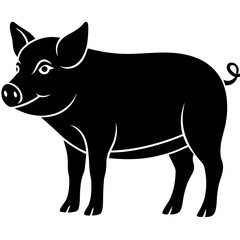 Fototapeta premium Pig black silhouette vector, Simple silhouette Design vector icon with white background