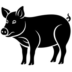 Fototapeta premium Pig black silhouette vector, Simple silhouette Design vector icon with white background