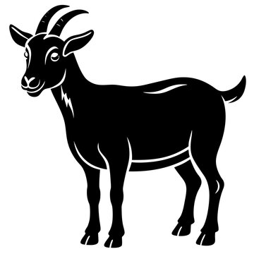 recommend clip art: Goat black silhouette vector, Simple silhouette Design vector icon with white background