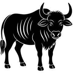 buffalo black silhouette vector, Simple silhouette Design vector icon with white background