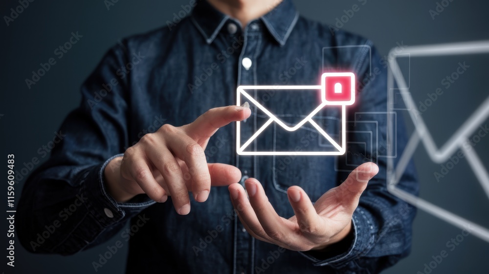 Poster New Email Notification Interaction Concept: Floating Digital Interface Design for Online Communication