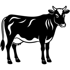 Cow black silhouette vector, Simple silhouette Design vector icon with white background