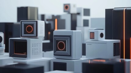 Highresolution 3D render of isolated minimalist business generators