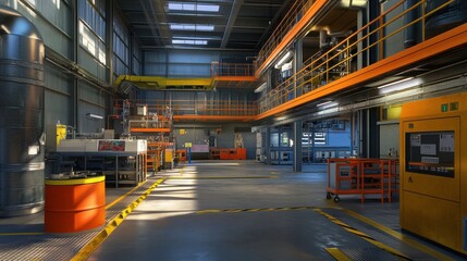 Modern Industrial Workspace with Innovative Lighting Effects
