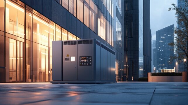 Isolated 8K render of generator in financial district depict reliability