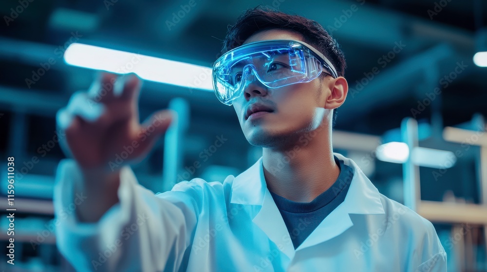 Poster researcher utilizing augmented reality in lab setting