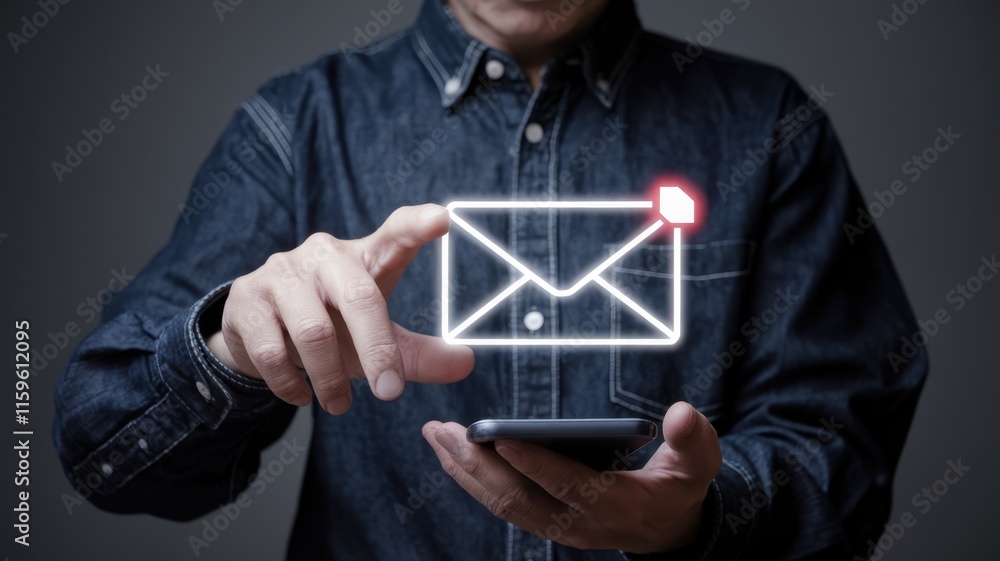 Poster New Email Notification Interface Concept: Floating Digital Interaction Design for Online Communication
