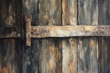 Rustic Wooden Door With Metal Latch Detail