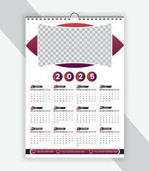 2025 wall  Calendar, Calendar Design, Wall Calendar, one page Wall Calender, holidays, Calendar Design With Holiday, calender, National Holidays