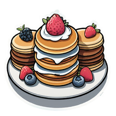 pankakes on a plate cartoon vector