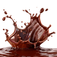 Chocolate splash, isolated on transparent background. PNG element.