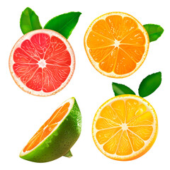 Obraz premium Citrus fruits, isolated on transparent background. PNG element.
