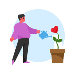 man watering heart plant