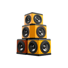 Stack audio music speaker. Isolated on transparent background.