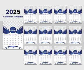 New modern 2025 wall calendar template design. Calendar design 2025, new wall calendar design 2025.