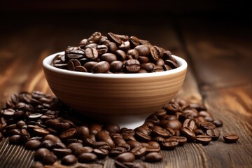 Addictive Aroma of African Arabian Peaberry Coffee Bean Assortment on Wooden Background