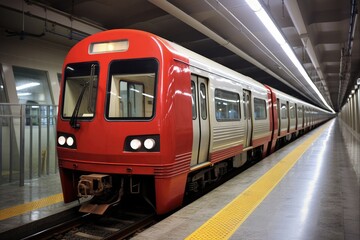 Ankara Metro Train at Subway Station - Transportation and Rush Hour Concept on Railroad Track