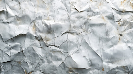 Fototapeta premium Crumpled white paper with textured folds and creases.