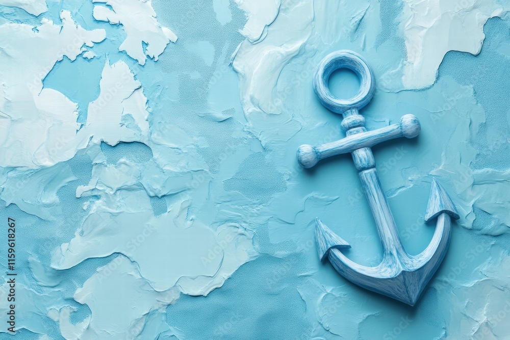 Fototapete Nautical anchor resting on a textured nautical map with ample copy space for personalized text and messages. Generative AI