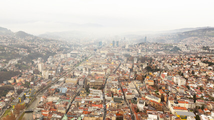 Aerial view of Sarajevo in Bosnia and Herzegovina