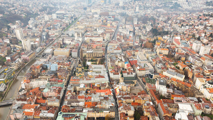 Aerial view of Sarajevo in Bosnia and Herzegovina