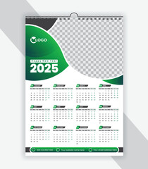 Modern wall calendar design 2025. Print Ready One Page wall calendar template design for 2025