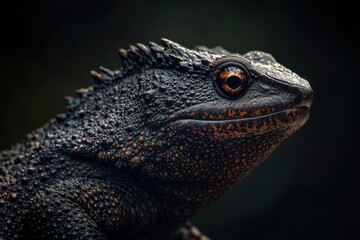 Fototapeta premium Dramatic image of Great Crested Newt showcasing textured skin