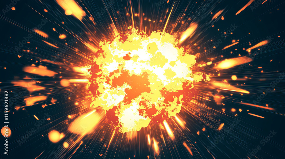 Aufkleber explosion effect followed by a flash in the form of movement, mango style vector moving flash graphi