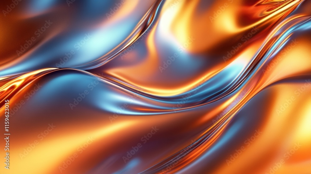 Poster Vibrant abstract glossy waves create a mesmerizing flow of colors and patterns in a dynamic visual experience. Generative AI