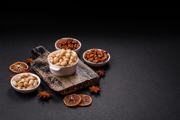 Delicious nutritious hazelnut in ceramic bowl