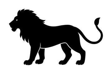 Lion black silhouette vector, Simple silhouette Design vector icon with white background