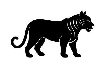 Obraz premium Tiger black silhouette vector, Simple silhouette Design vector icon with white background