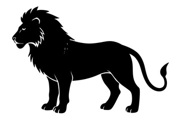 Lion black silhouette vector, Simple silhouette Design vector icon with white background