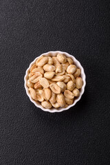 Delicious nutritious peanut in ceramic bowl