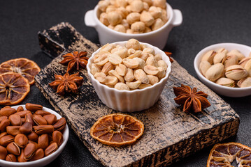 Delicious nutritious peanut in ceramic bowl