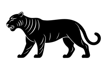 Tiger black silhouette vector, Simple silhouette Design vector icon with white background