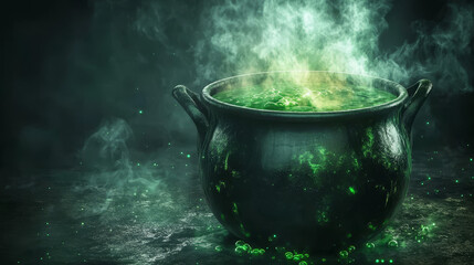 Magic witch cauldron halloween game animation. Green steam cloud smoke evaporation sequence illustration kit. Cooking potion with bubble explosion spritesheet set for mystery alchemy laboratory
