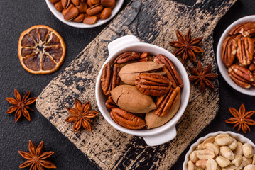 Delicious nutritious pecan nuts in ceramic bowl
