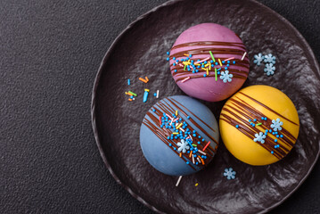 Sweet cocoa bombs with marshmallows and chocolate