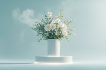 Naklejka premium Timeless floral bouquet arrangement in levita display elegant indoor setting soft lighting contemporary design