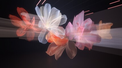 Dynamic floral holograms digital space visual art contemporary environment abstract viewpoint timeless floral decor