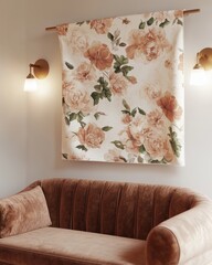 Timeless floral decor elegant living room textile art cozy interior close-up home aesthetics